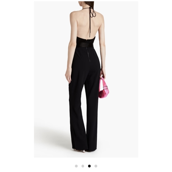 10. NWT ALICE & OLIVIA PRIMROSE DRAPED SATIN-CREPE HALTERNECK JUMPSUIT - Picture 2 of 7